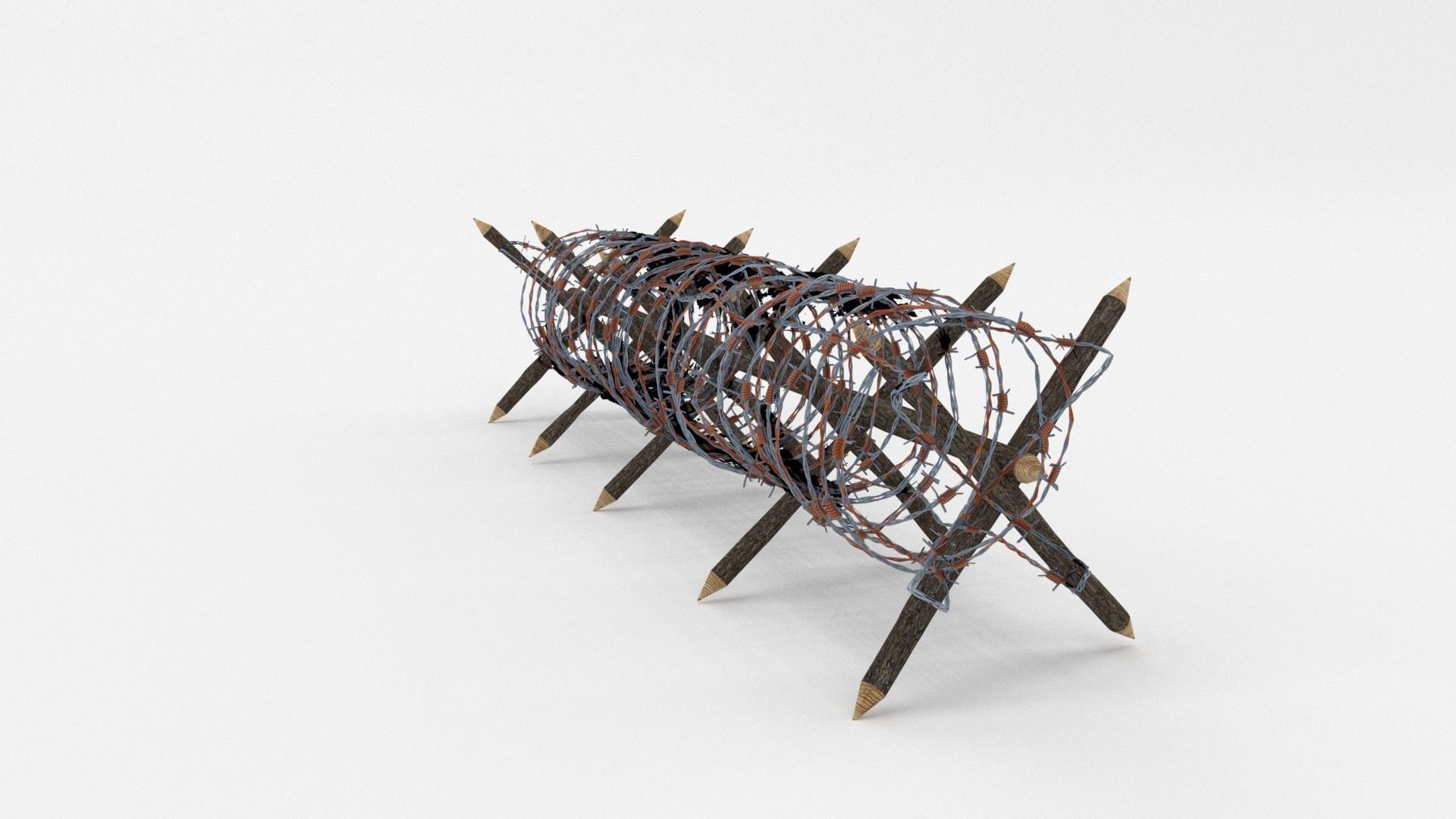 Low Poly Barb Wire Obstacle Low-poly 3D model_9