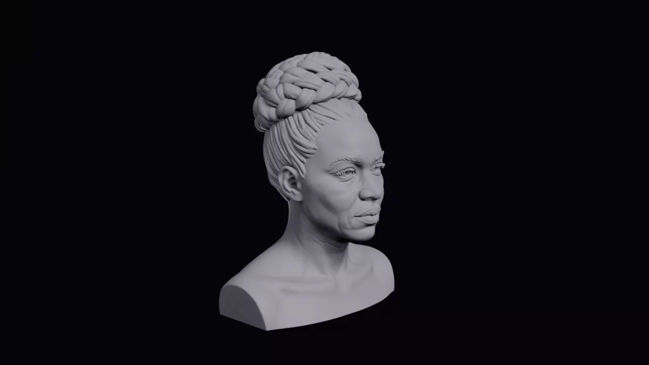 Head With Coiled Braid Top Bust 3D print model