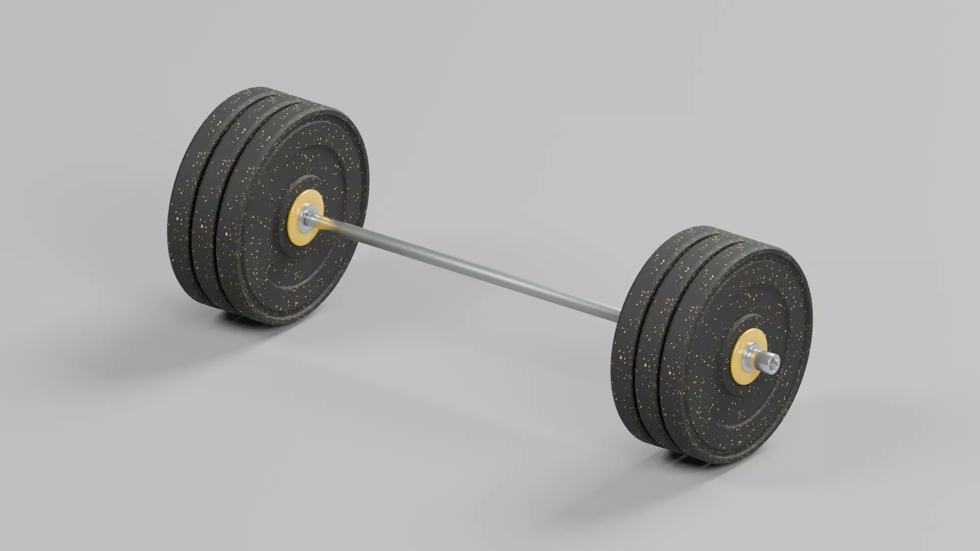 Black Weight Plate Barbell with Gold Collars Low-poly 3D model