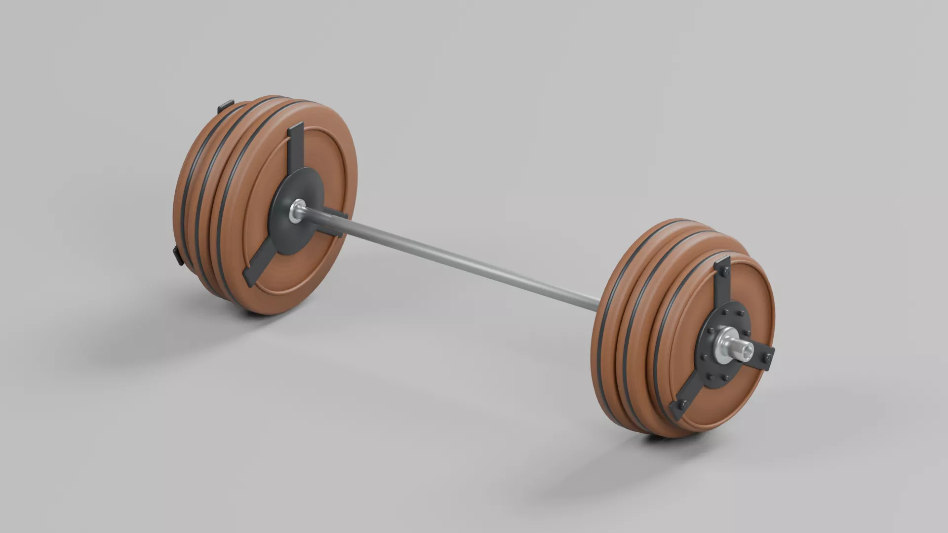Brown Disc Weightlifting Bar Low-poly 3D model