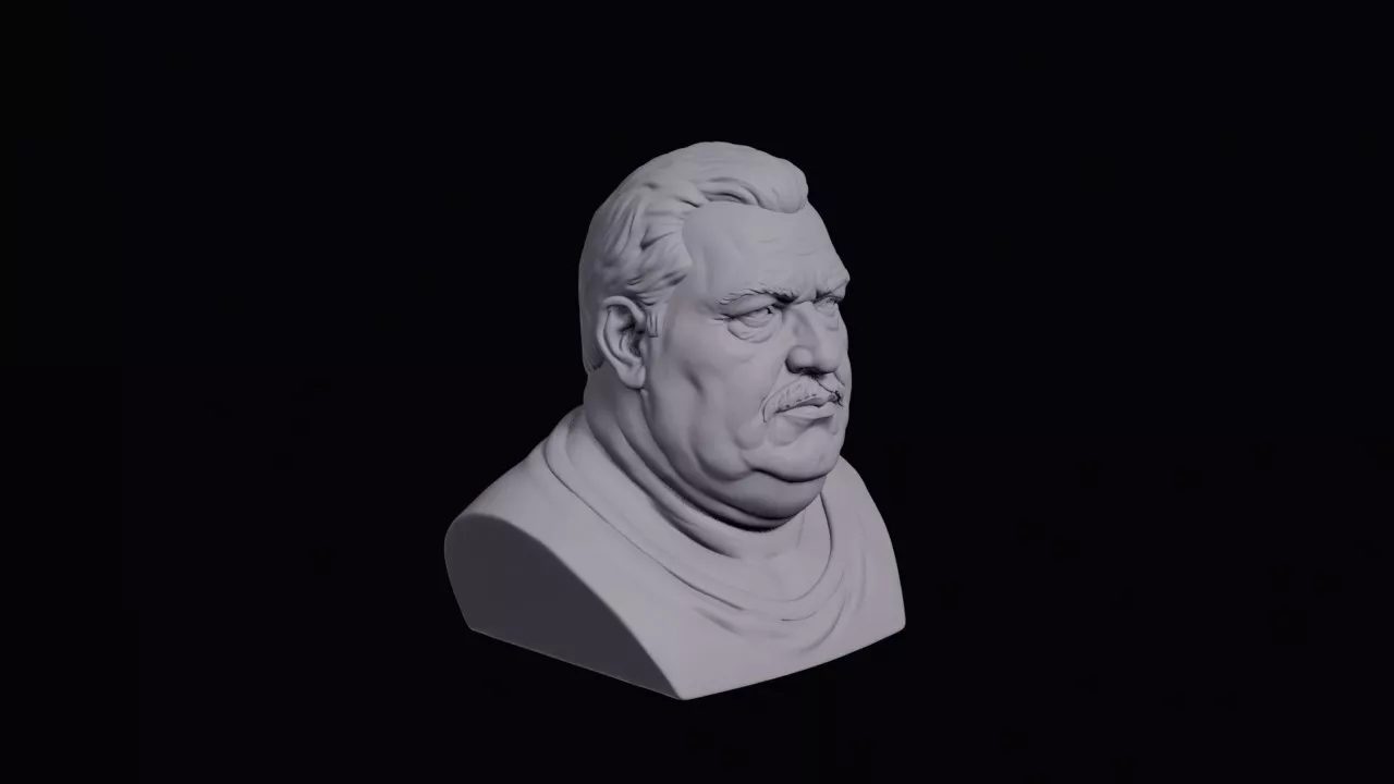 Broad Heavy Face Folded Neck Bust 3D print model
