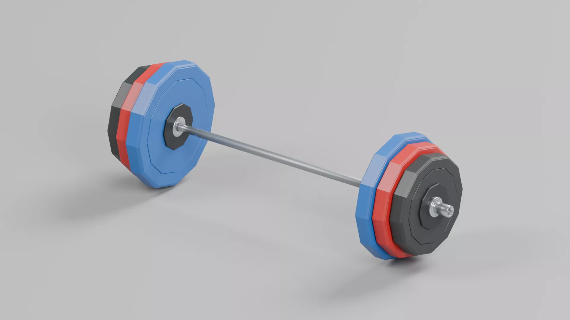Color Plate Training Barbell Low-poly 3D model