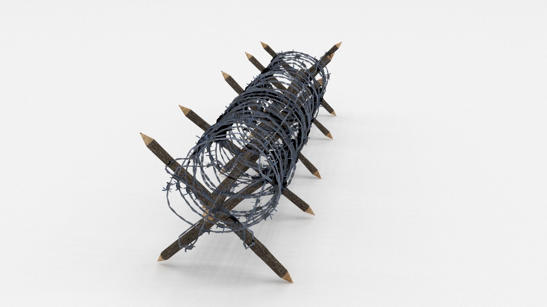 Low Poly Barb Wire Obstacle Low-poly 3D model_8