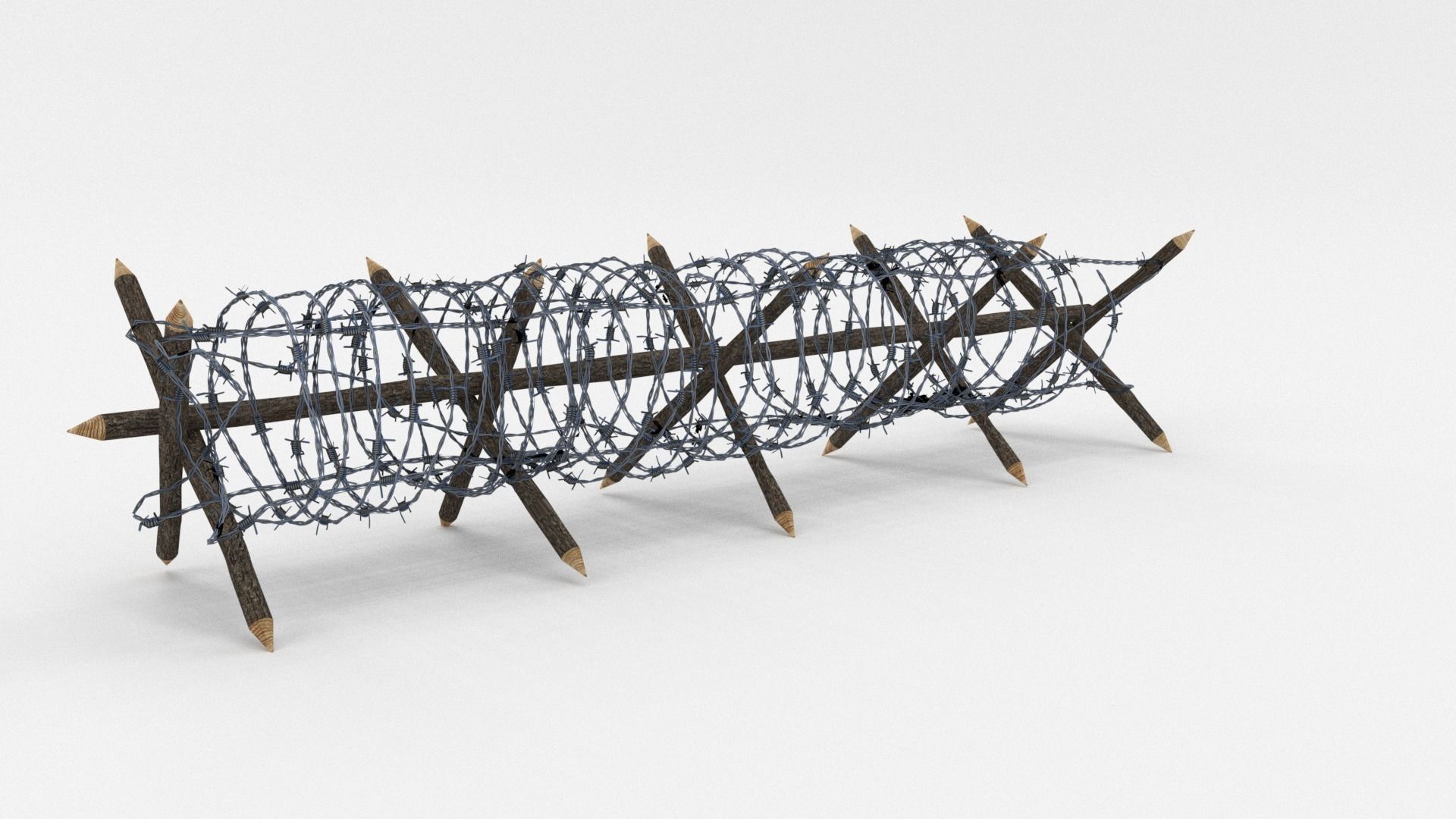 Low Poly Barb Wire Obstacle Low-poly 3D model_5