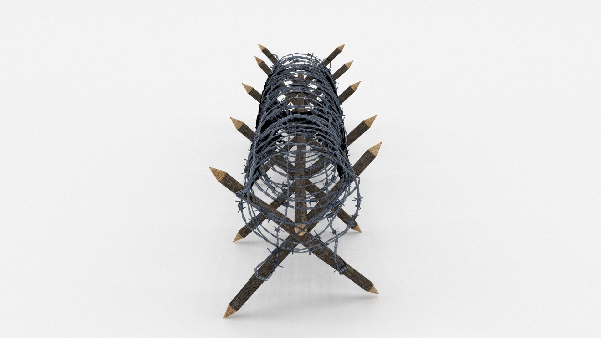 Low Poly Barb Wire Obstacle Low-poly 3D model_12
