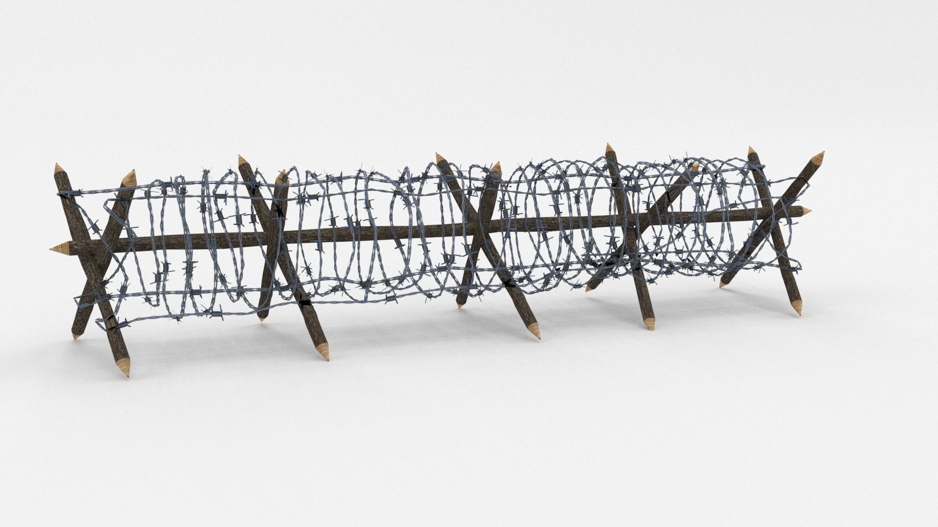 Low Poly Barb Wire Obstacle Low-poly 3D model_0
