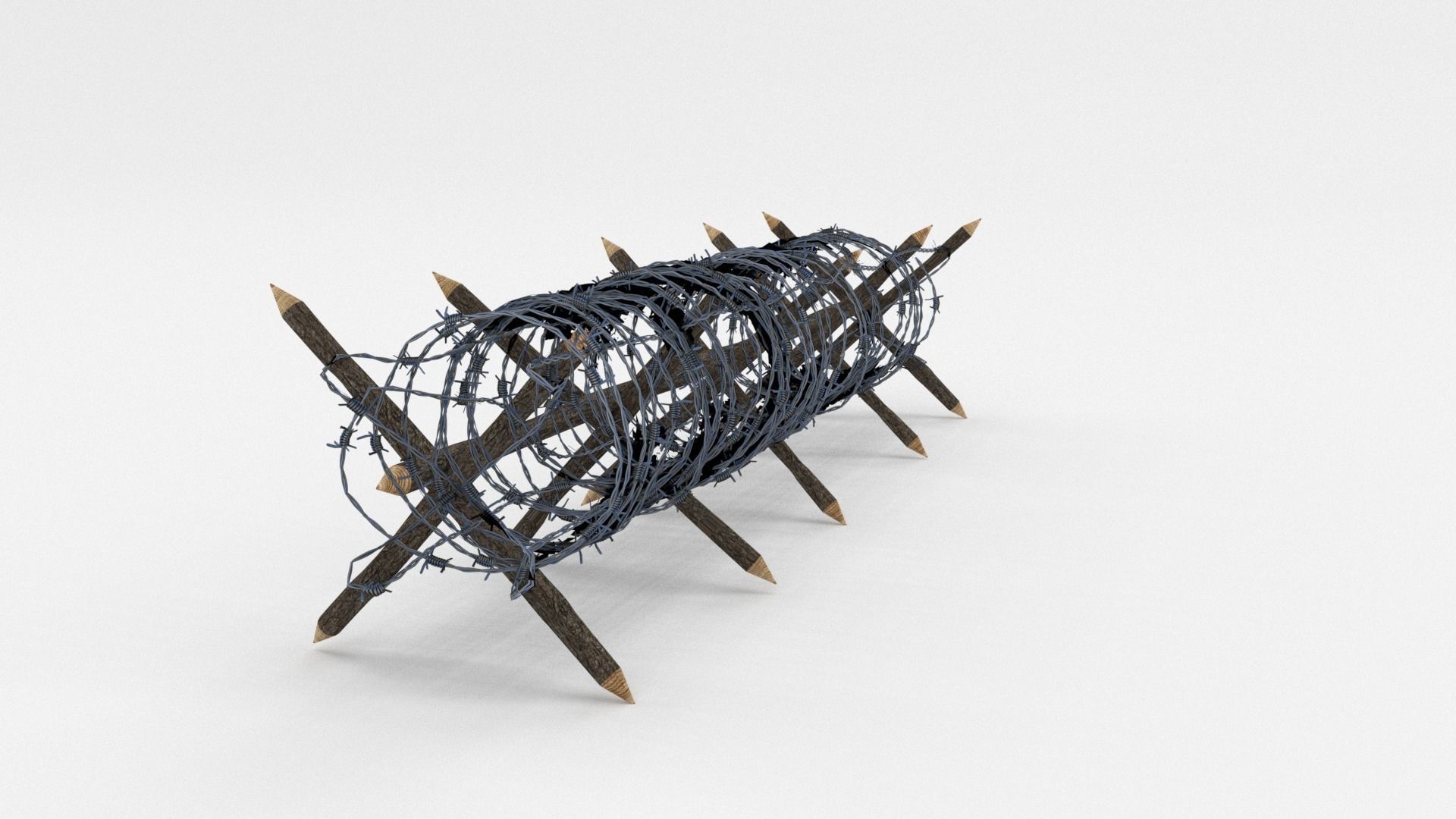 Low Poly Barb Wire Obstacle Low-poly 3D model_4