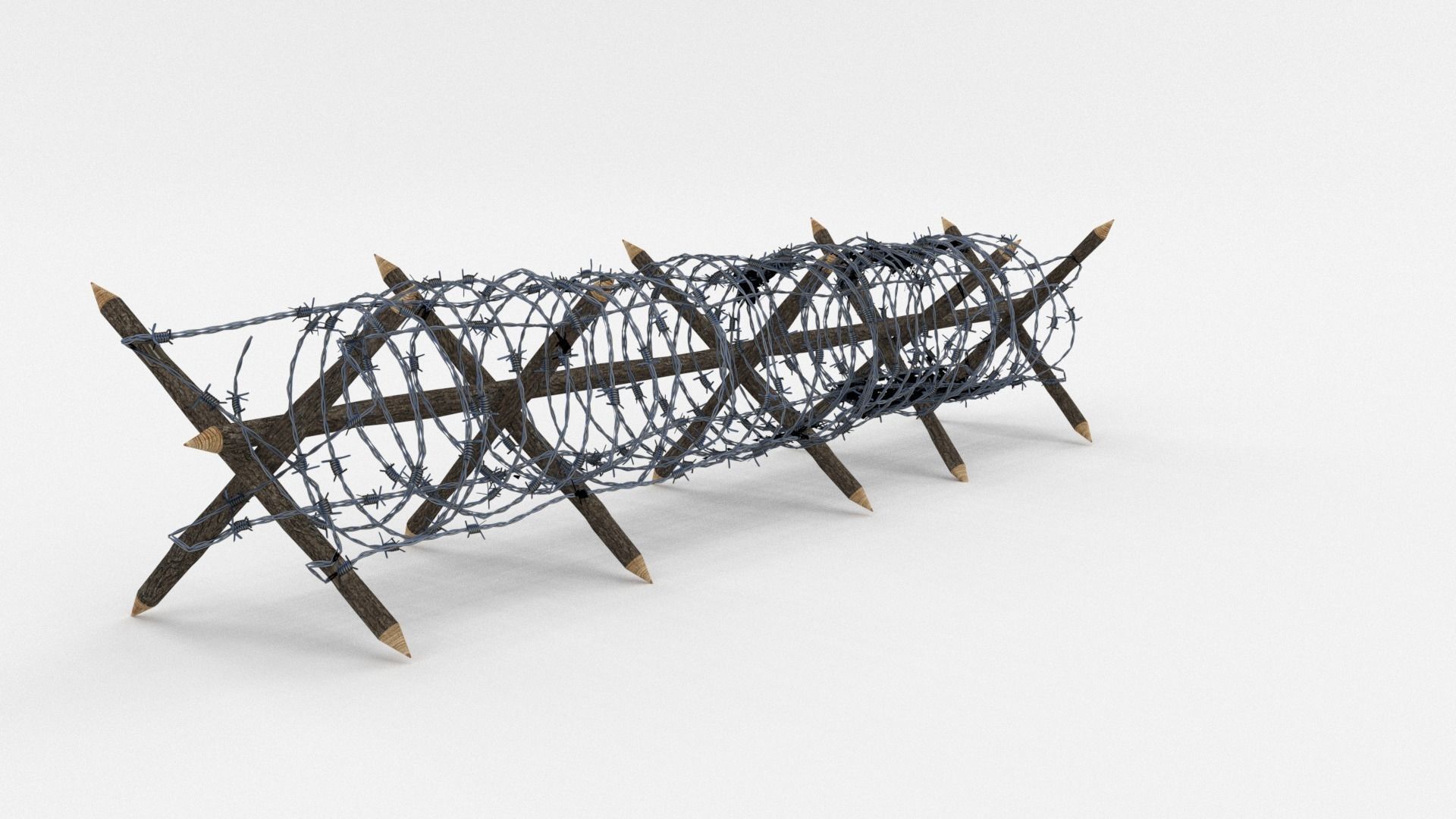 Low Poly Barb Wire Obstacle Low-poly 3D model_6