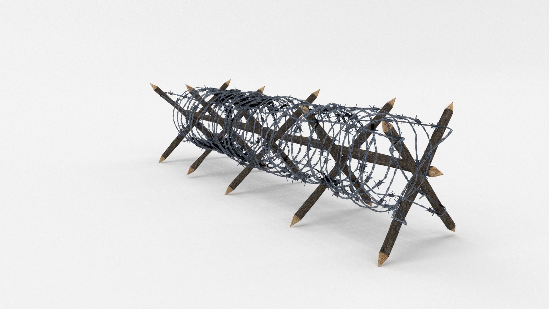 Low Poly Barb Wire Obstacle Low-poly 3D model_2