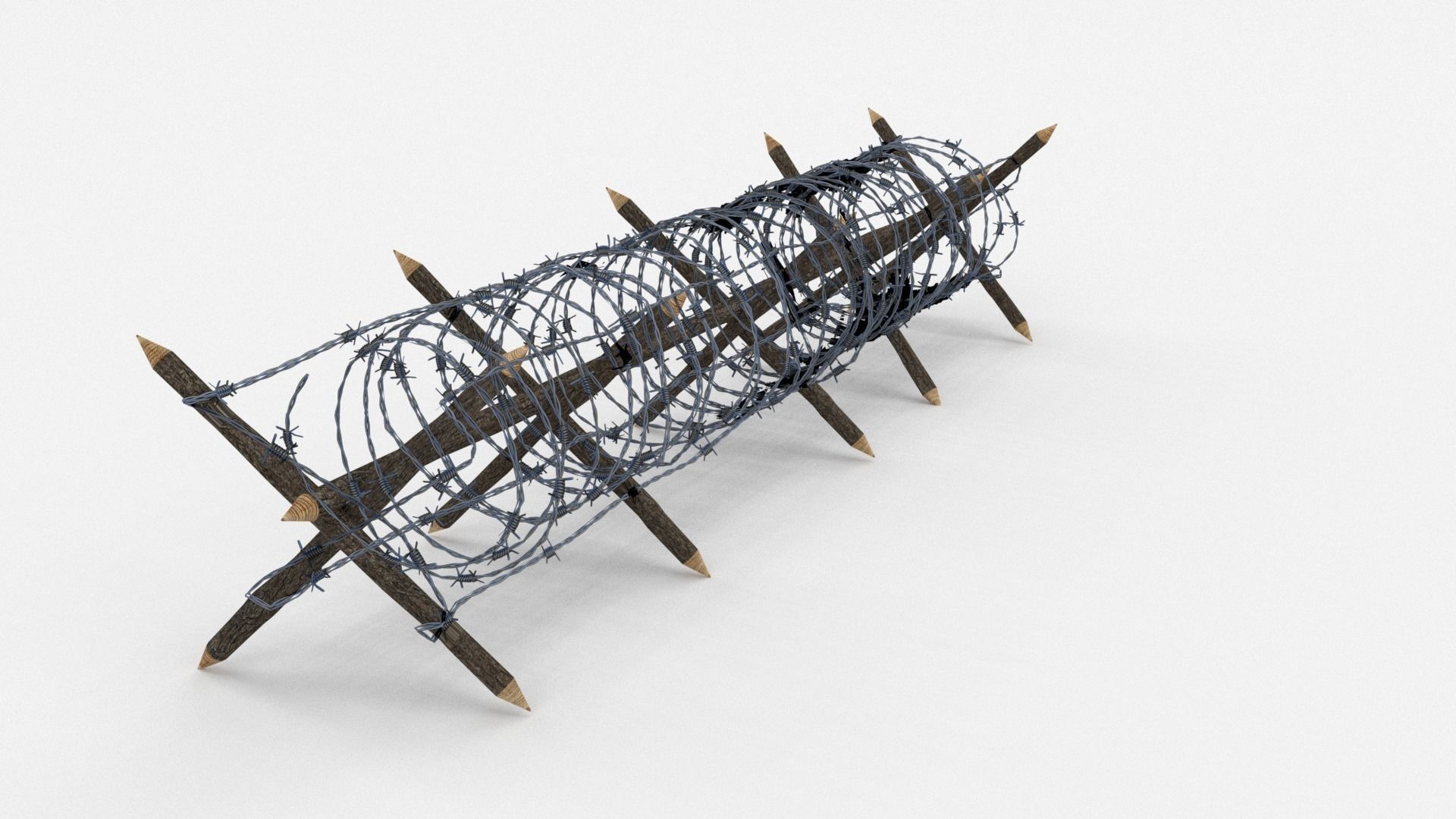 Low Poly Barb Wire Obstacle Low-poly 3D model_1