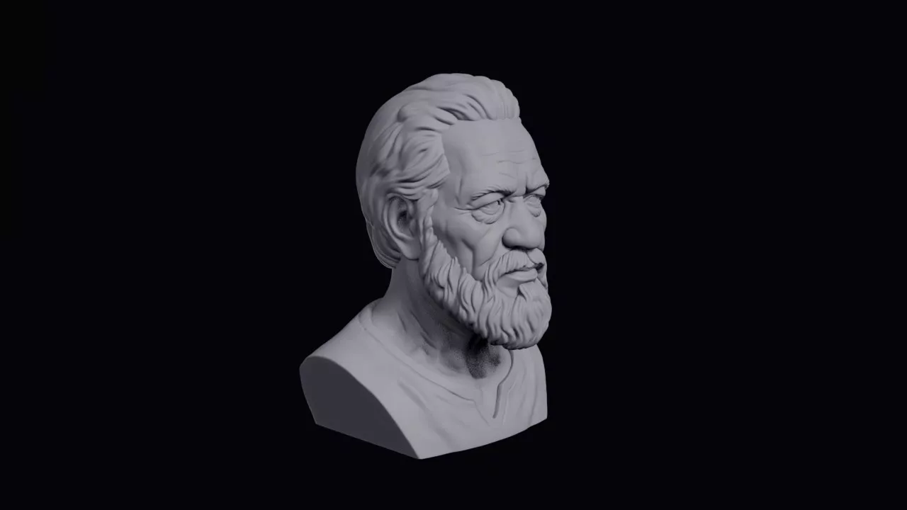 Elderly Tahitian Man With Thick Beard Bust 3D print model