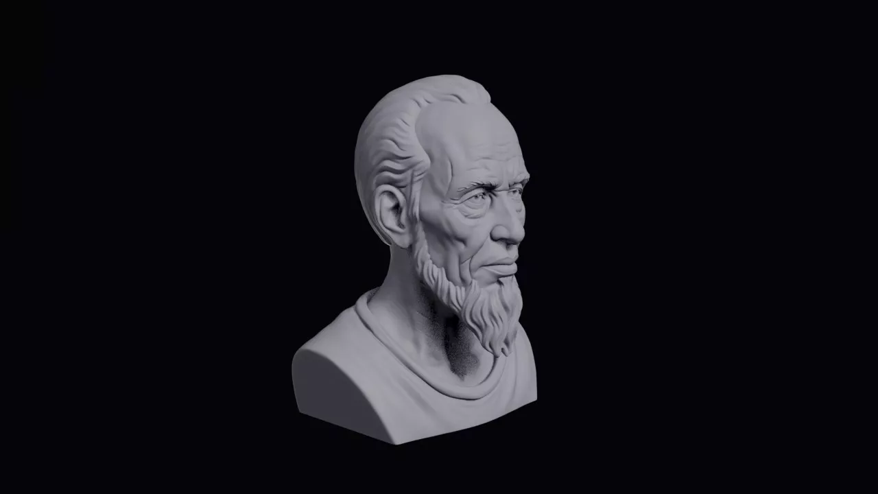 Elderly Somali Man With Long Narrow Head Bust 3D print model