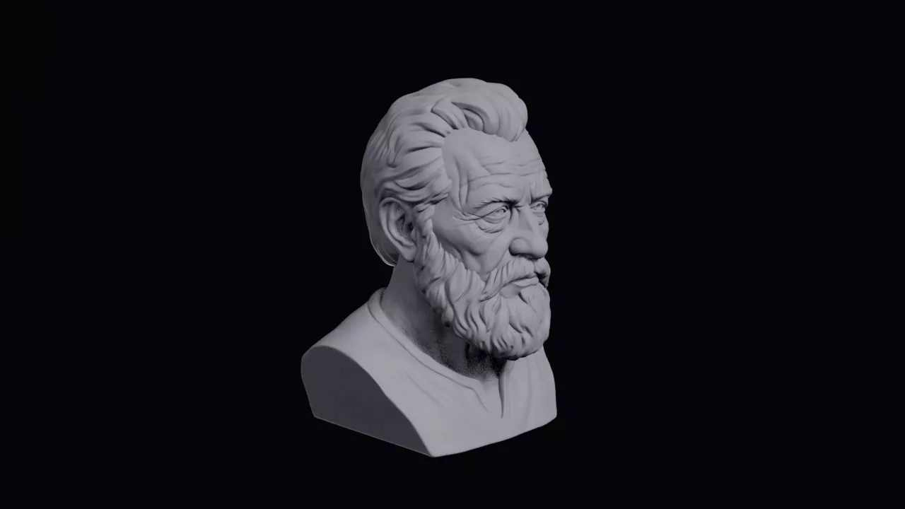 Elderly Romanian Man With Deep Folds Bust 3D print model