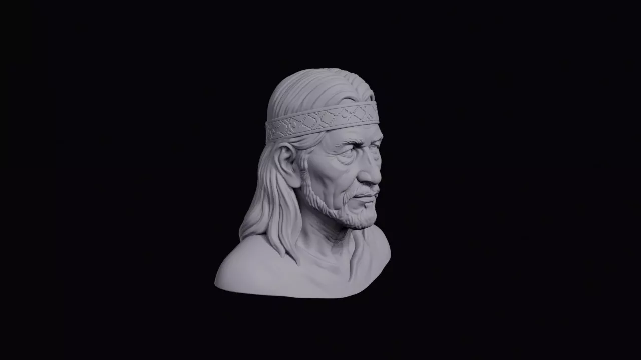 Elderly Mapuche Man With Woven Headband Bust 3D print model