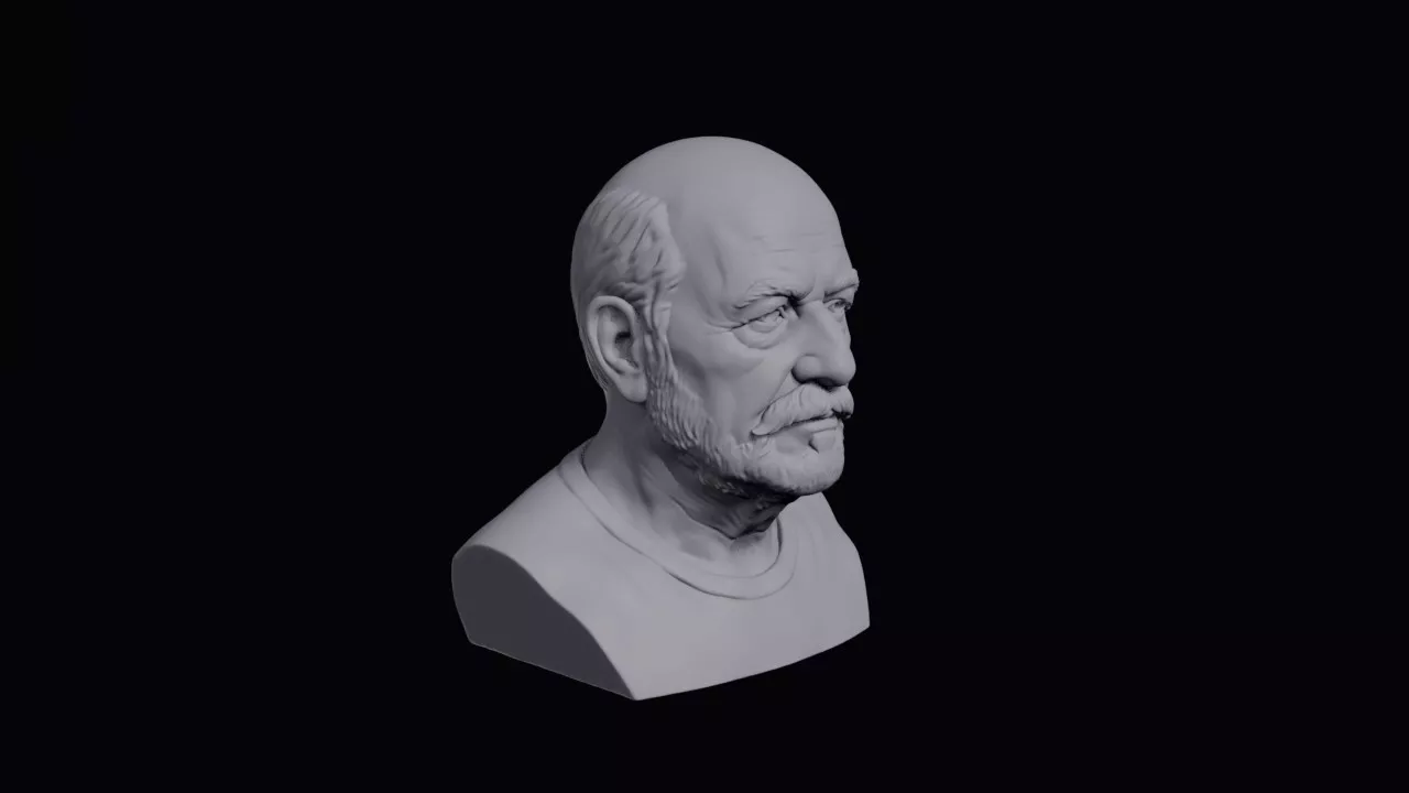 Elderly Maltese Man With Bald Head Bust 3D print model