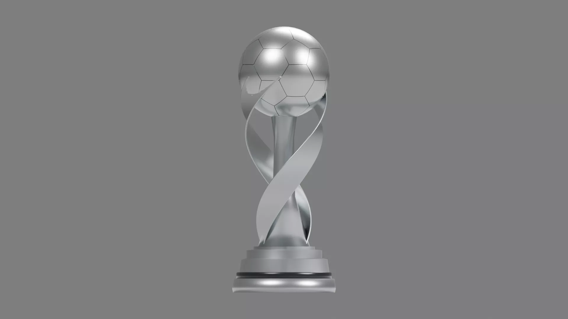 Silver Ball Trophy on Twisting Stem Low-poly 3D model