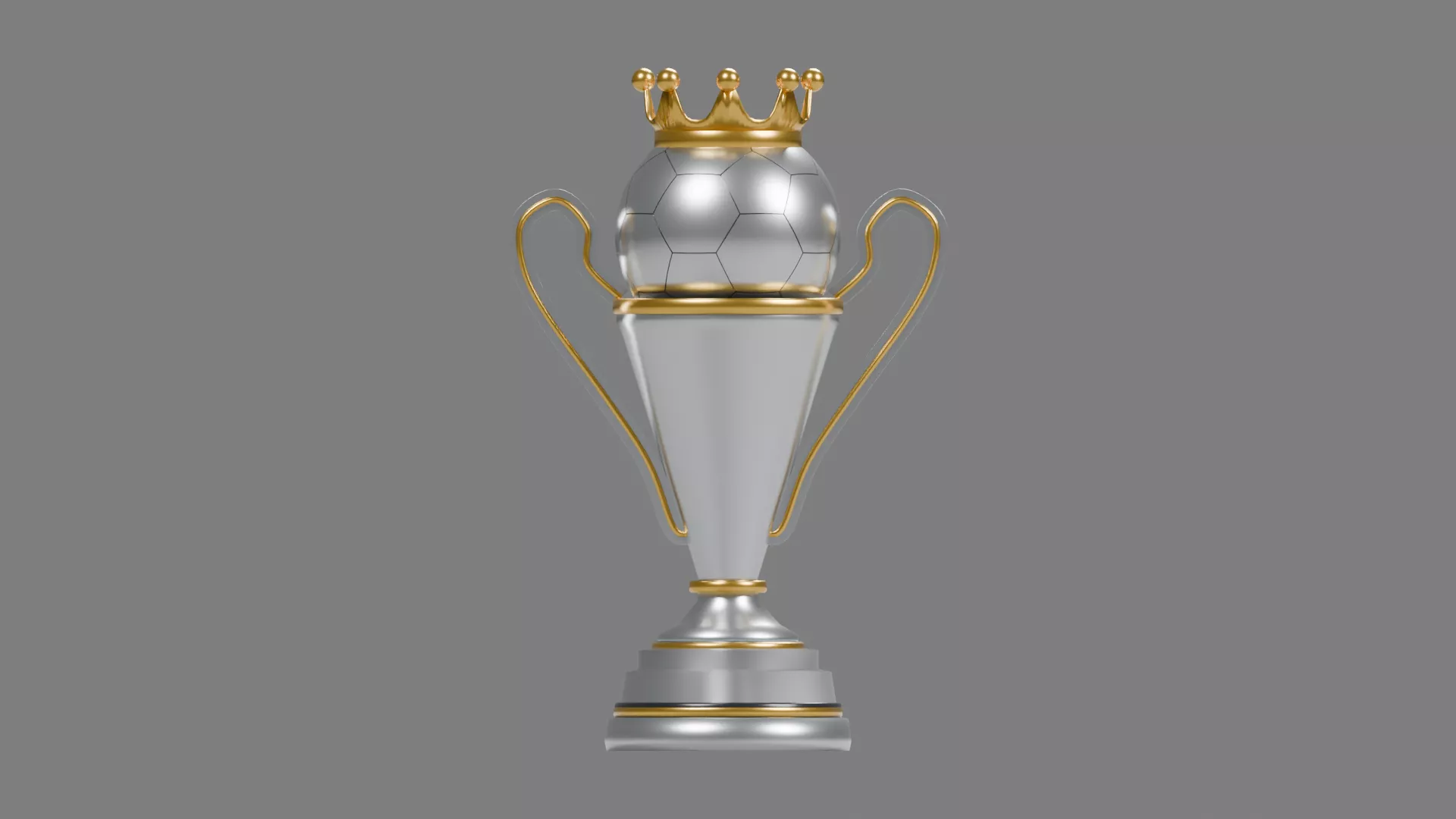 Crowned Silver Sports Trophy with Gold Trim Low-poly 3D model