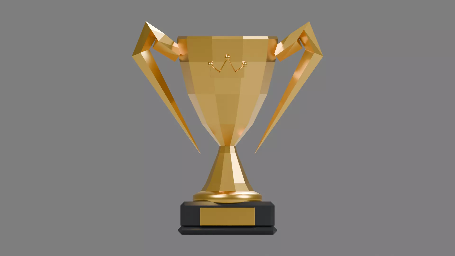 Golden Championship Cup with Angular Handles Low-poly 3D model