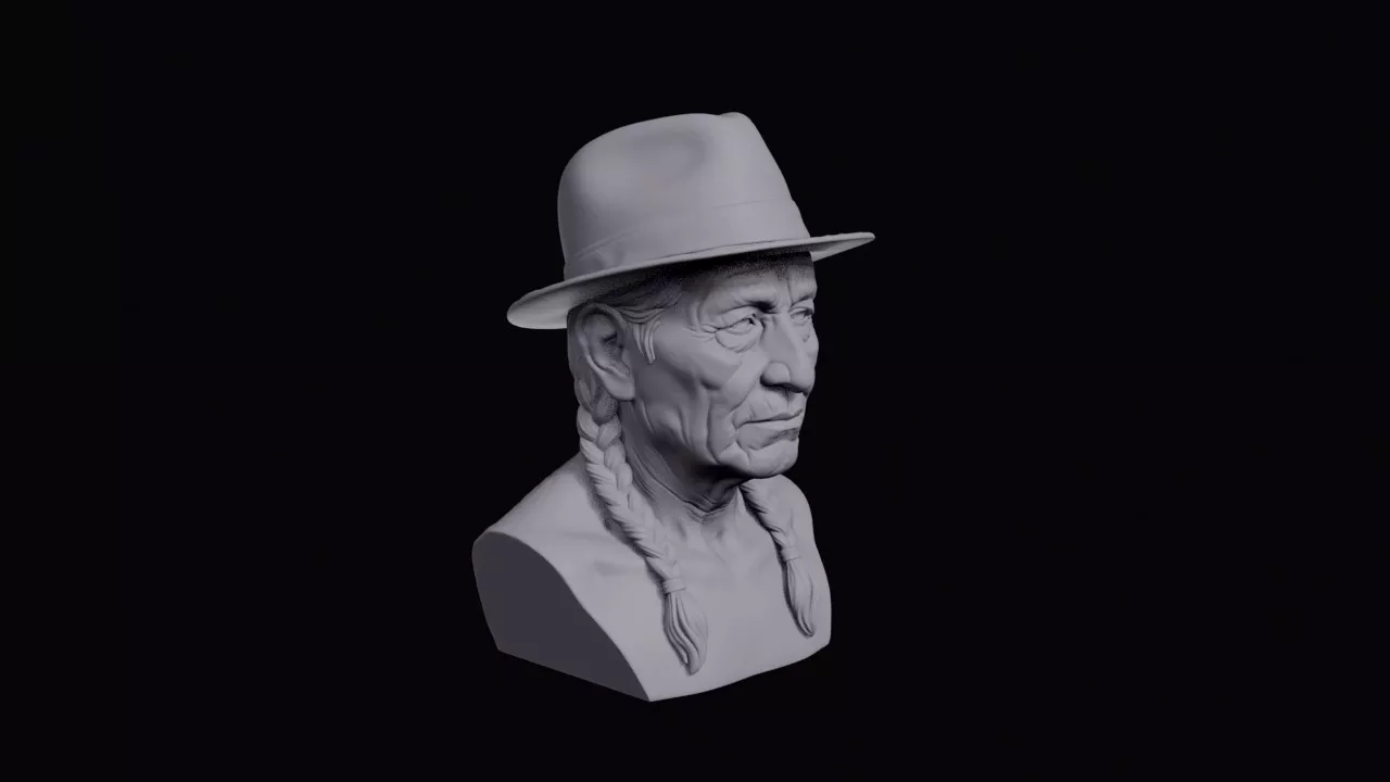 Elderly Ecuadorian Man With Felt Hat Bust 3D print model