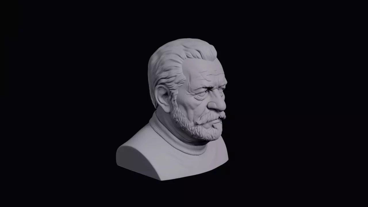 Elderly Cuban Man With Thick Moustache Bust 3D print model
