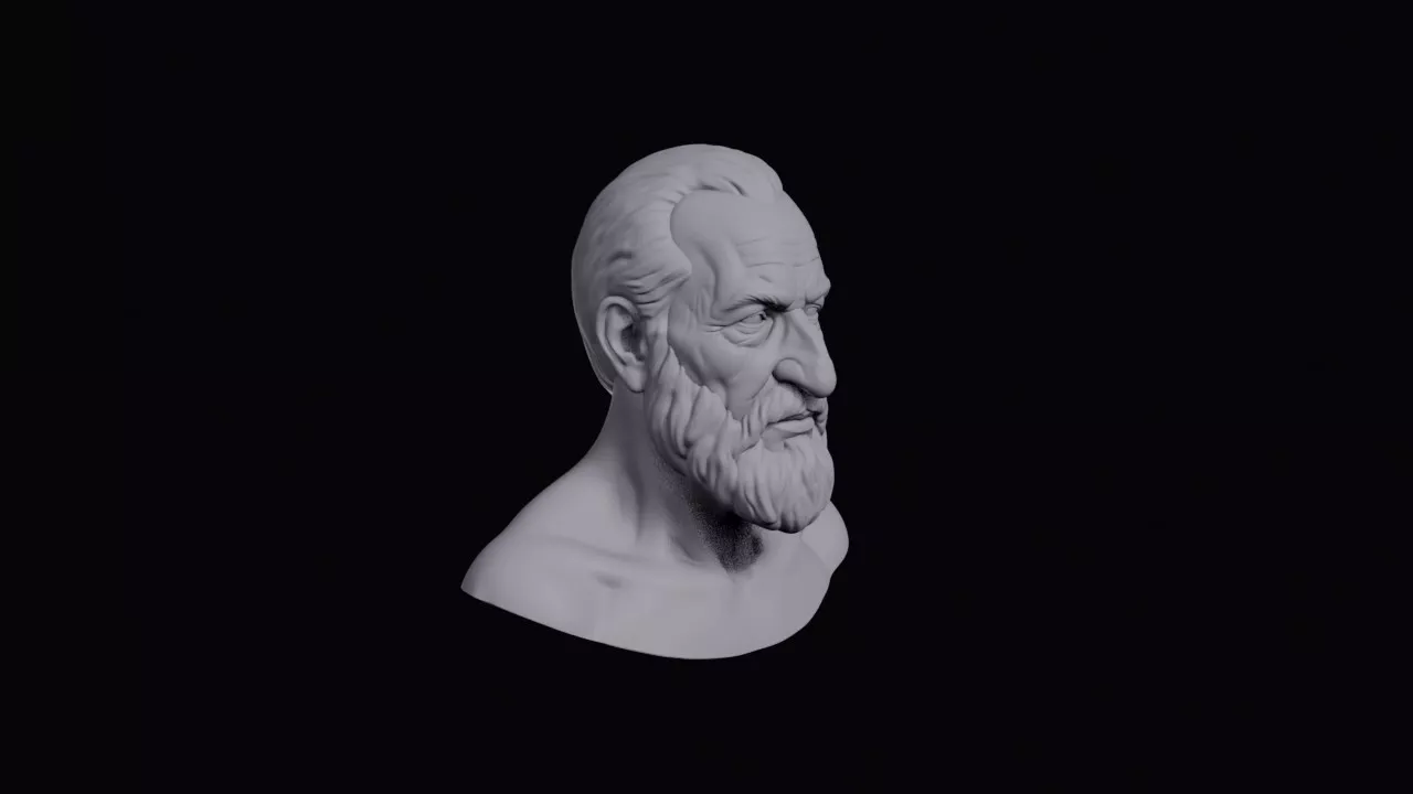 Elderly Assyrian Man With Broad Hooked Nose Bust 3D print model