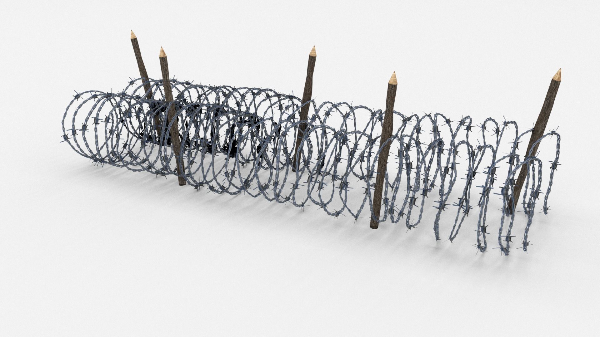Low Poly Barb Wire Obstacle Low-poly 3D model_6