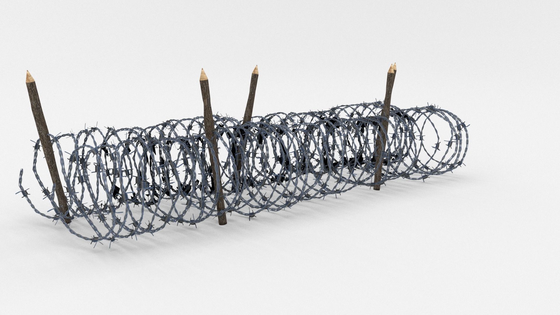 Low Poly Barb Wire Obstacle Low-poly 3D model_4