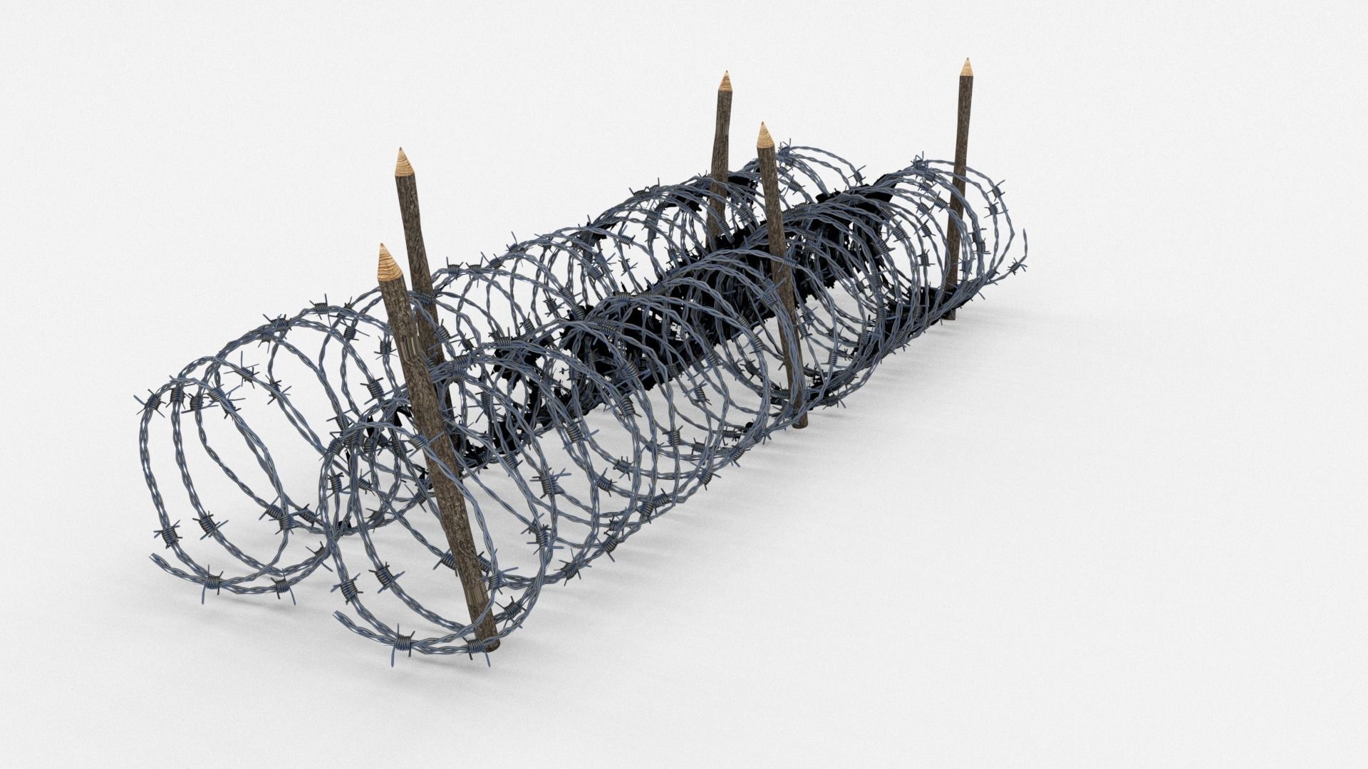 Low Poly Barb Wire Obstacle Low-poly 3D model_16