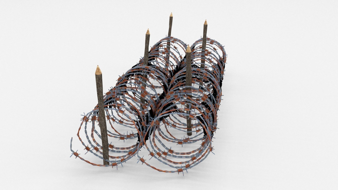 Low Poly Barb Wire Obstacle Low-poly 3D model
