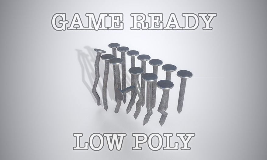 Nails low-poly game ready PBR set of Low-poly 3D model_0