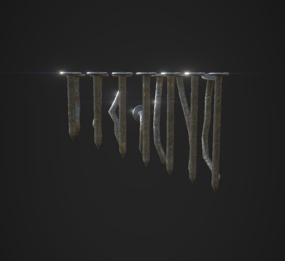 Nails low-poly game ready PBR set of Low-poly 3D model_3