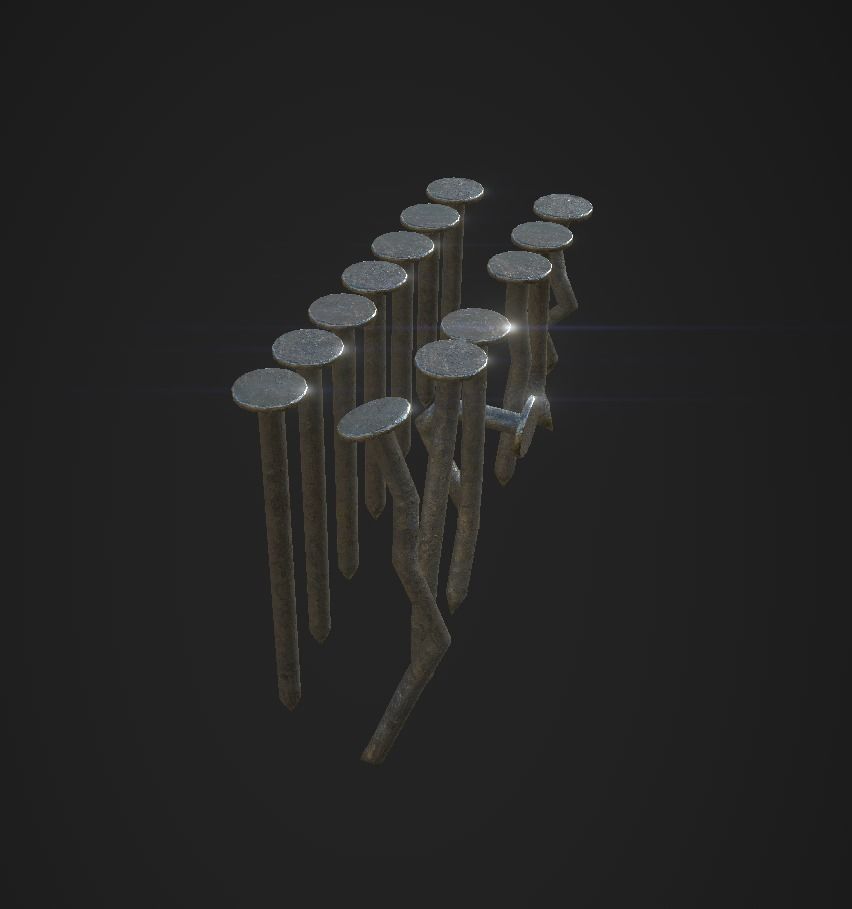 Nails low-poly game ready PBR set of Low-poly 3D model_1