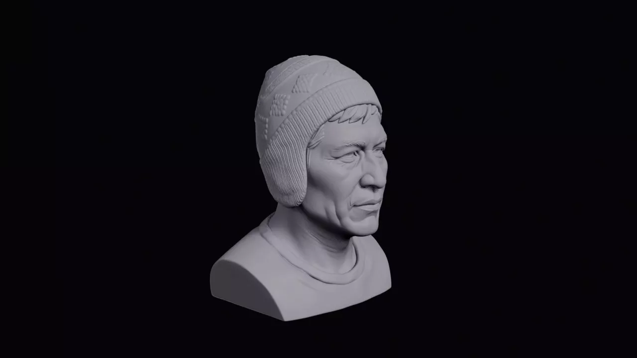 Bolivian Man With Knitted Ear-Flap Cap Bust 3D print model