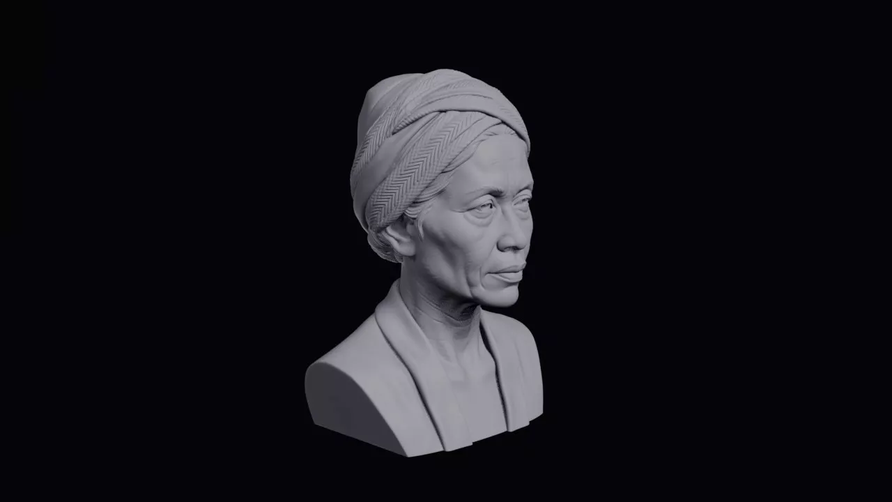 Balinese Woman With Hair Wrapped Cloth Bust 3D print model