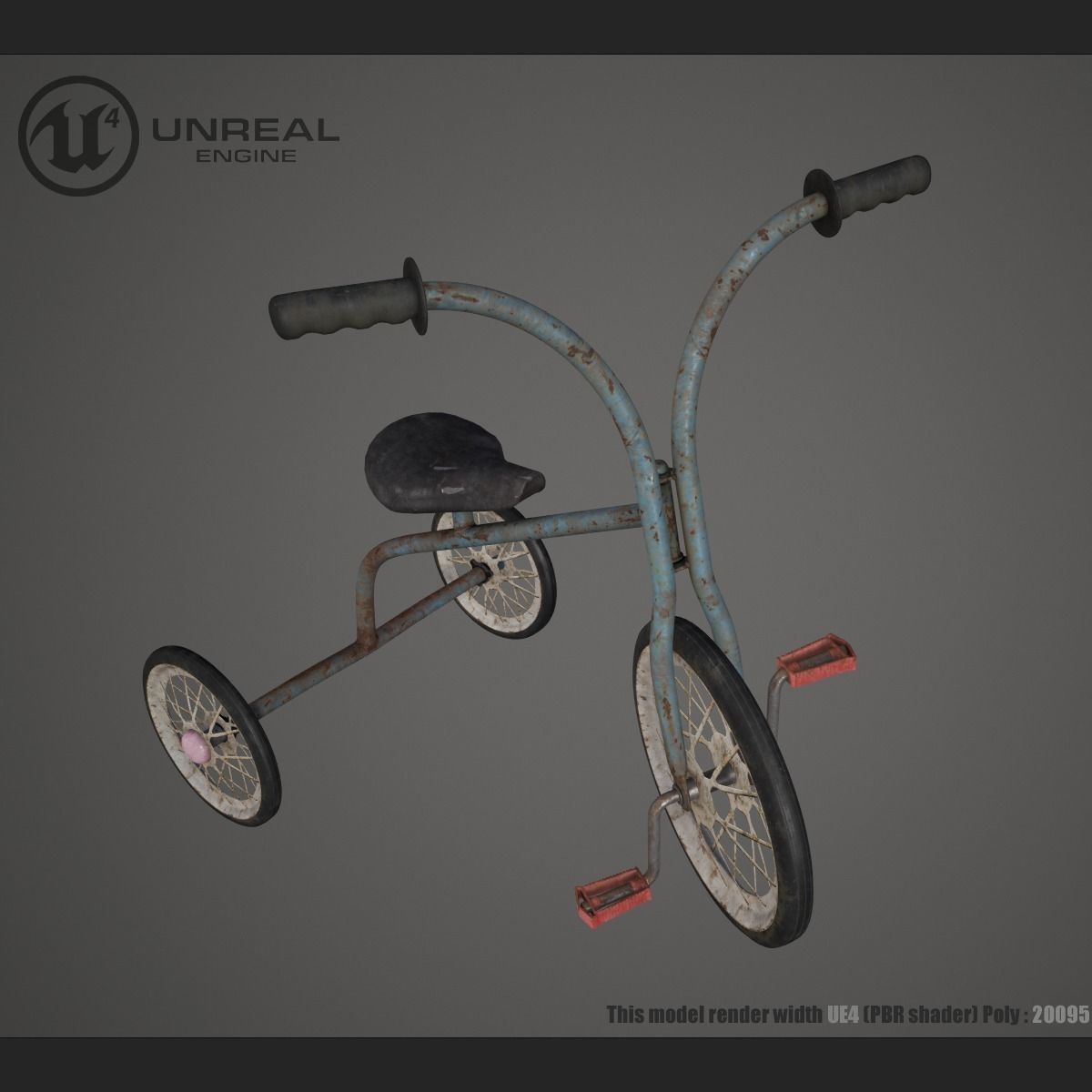 Children Bicycle Rusty Low-poly 3D model