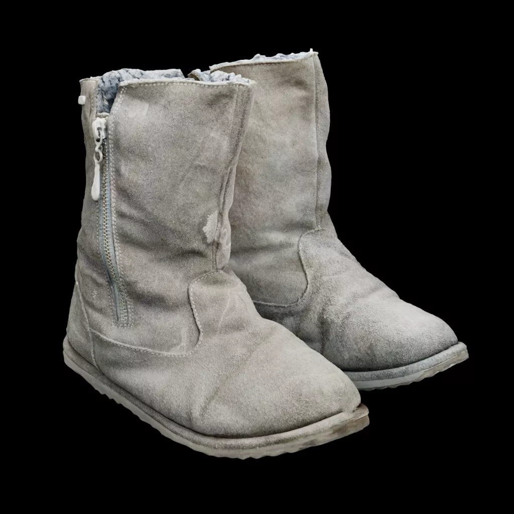 Grey Suede Side-Zip Winter Boots Low-poly 3D model