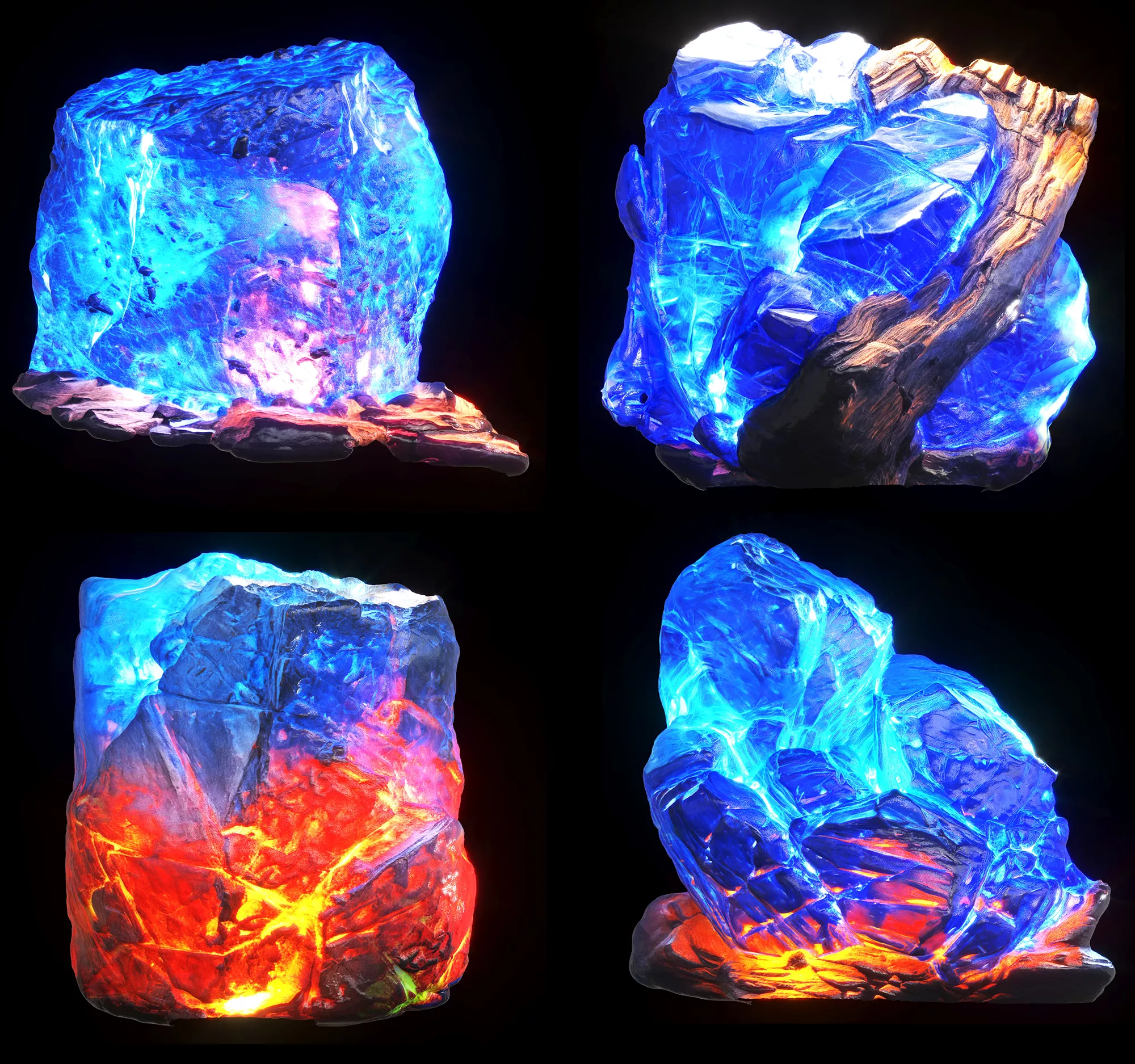 Magical Crystals Low-poly 3D model