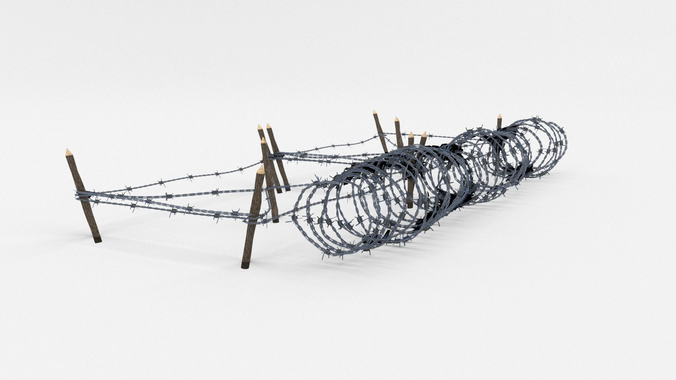 Low Poly Barb Wire Obstacle Low-poly 3D model