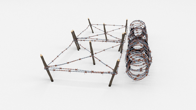 Low Poly Barb Wire Obstacle Low-poly 3D model
