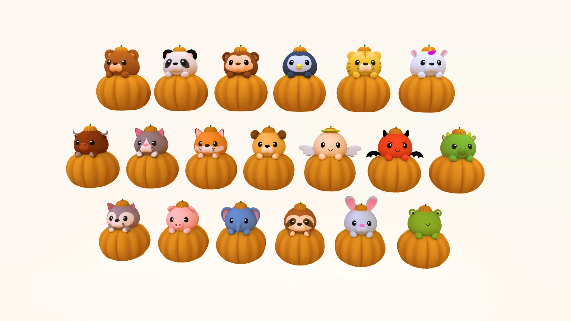 Halloween Pumpkin Pack 01 Low-poly 3D model