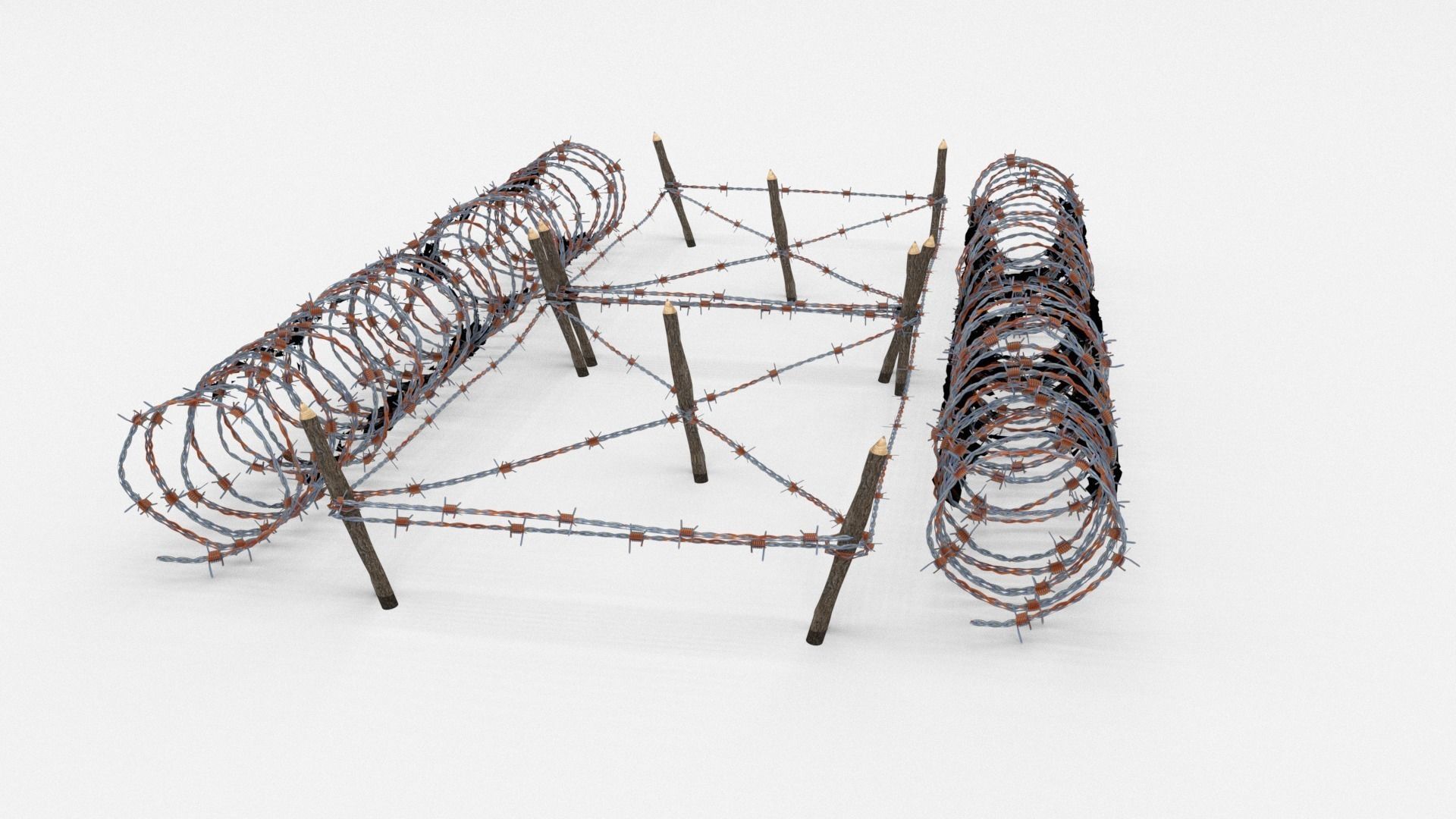 Low Poly Barb Wire Obstacle Low-poly 3D model_0
