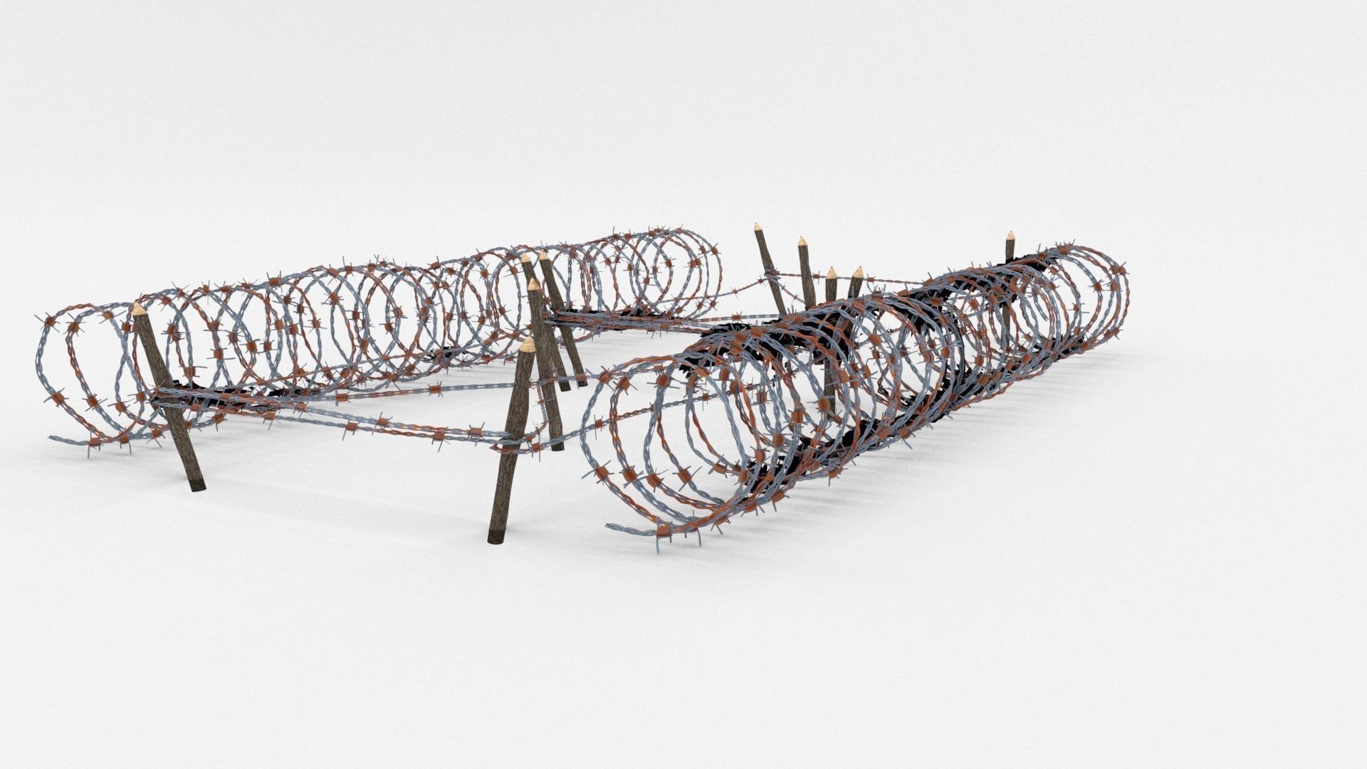Low Poly Barb Wire Obstacle Low-poly 3D model_2