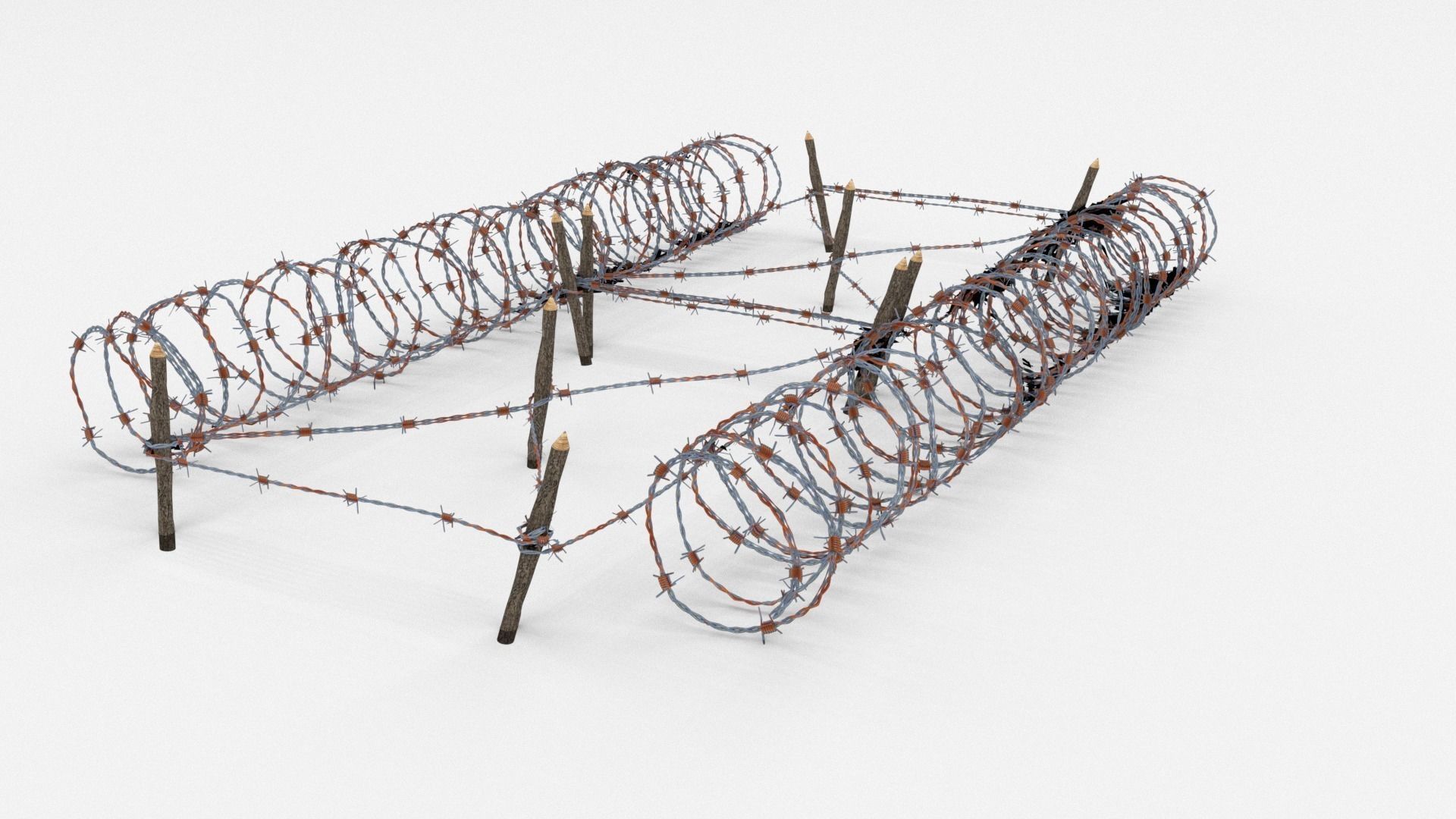 Low Poly Barb Wire Obstacle Low-poly 3D model_8