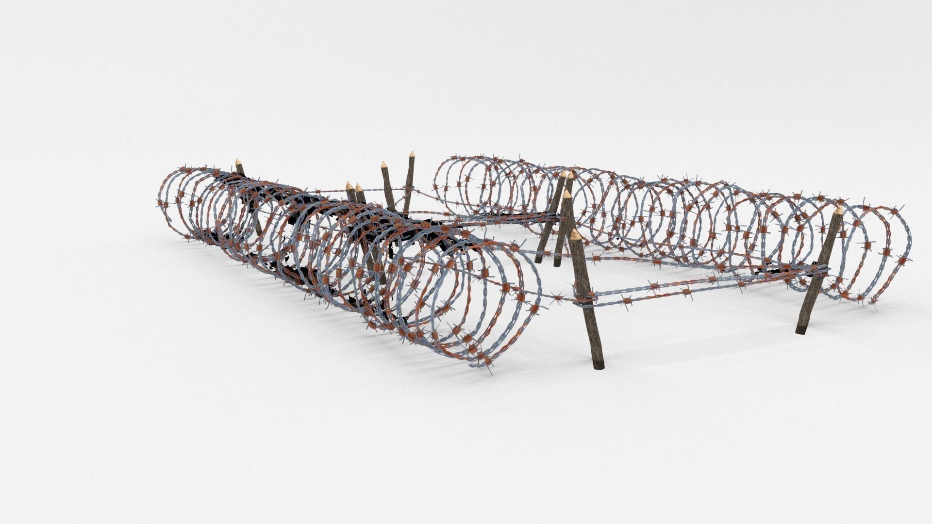 Low Poly Barb Wire Obstacle Low-poly 3D model_1