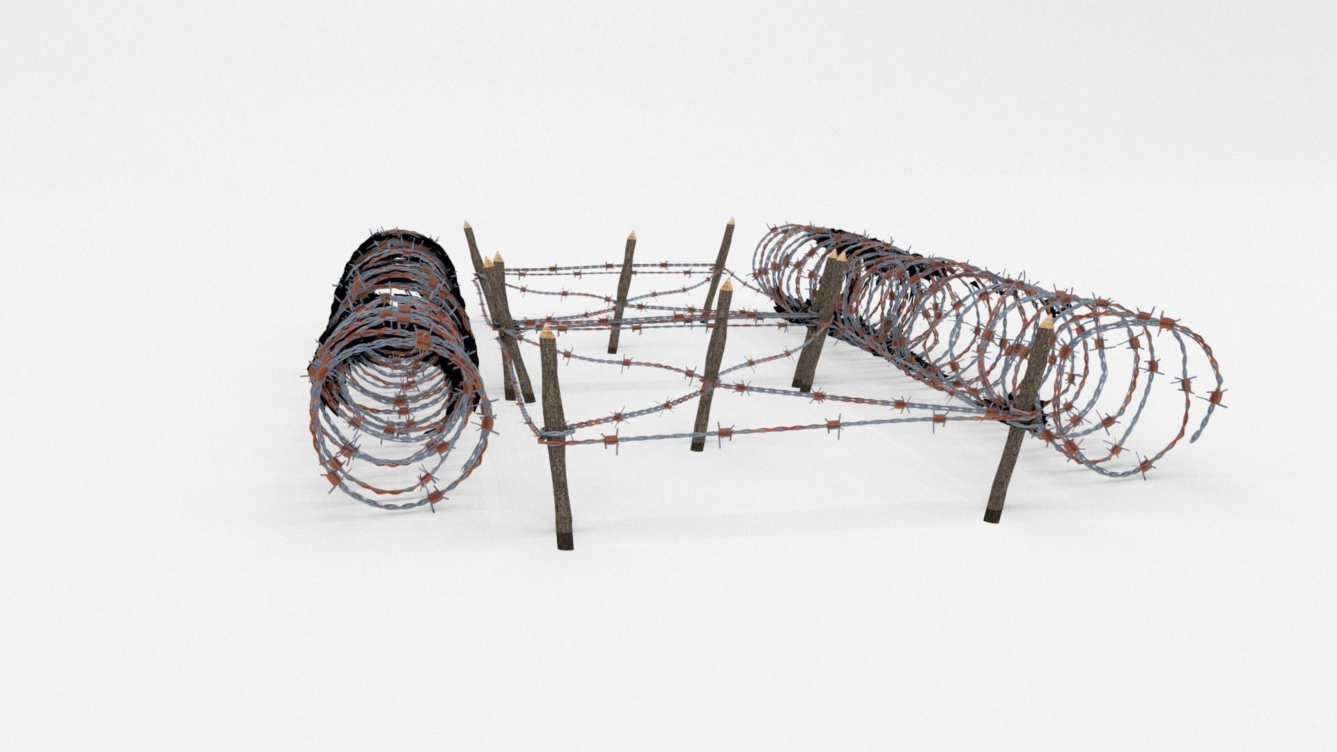 Low Poly Barb Wire Obstacle Low-poly 3D model_15