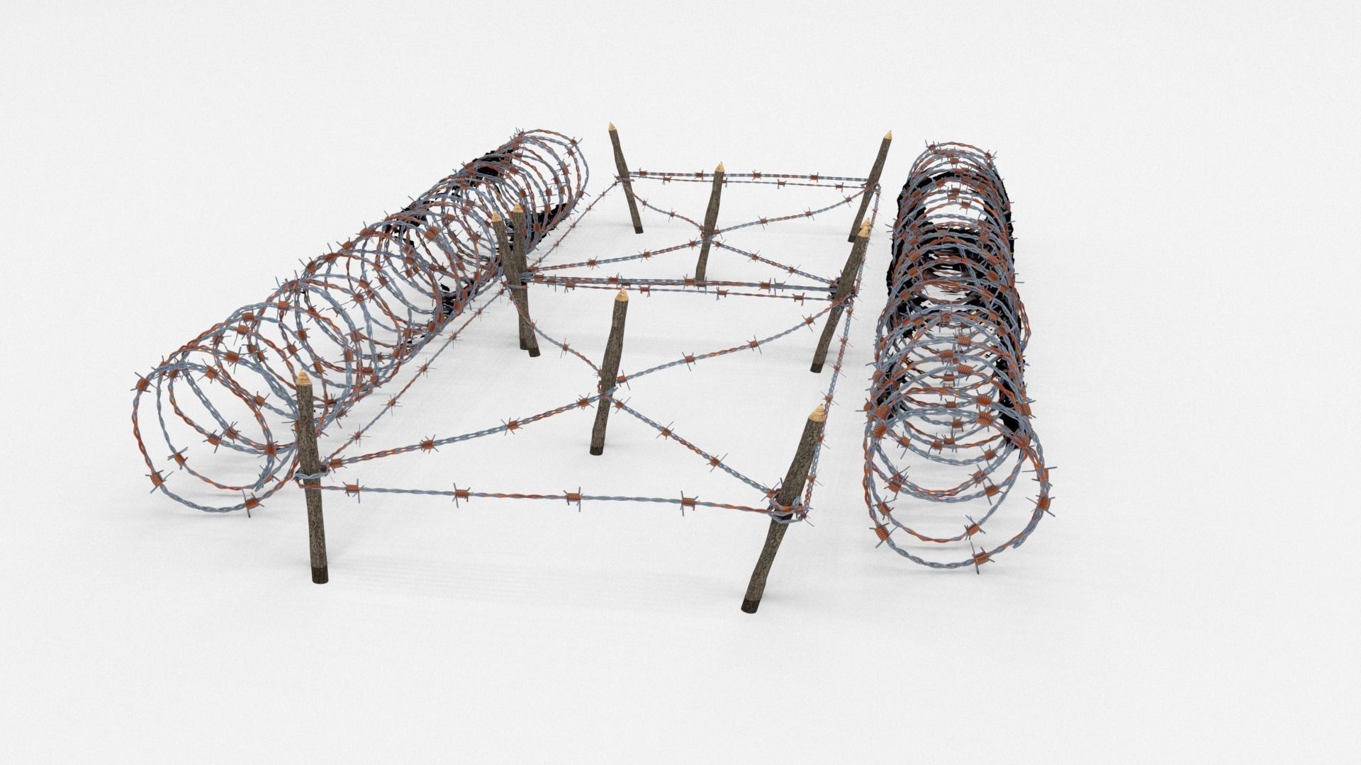 Low Poly Barb Wire Obstacle Low-poly 3D model_11