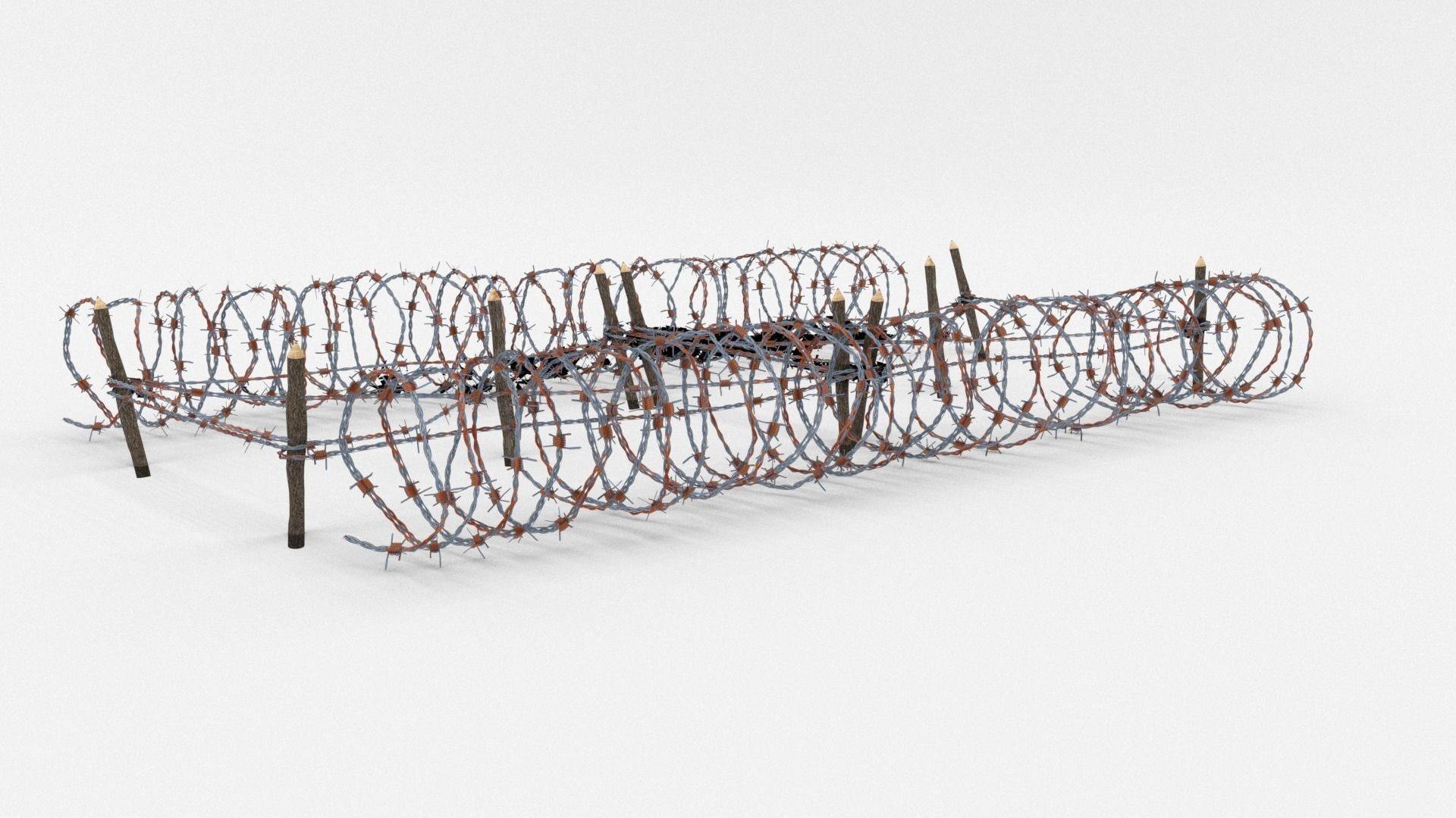 Low Poly Barb Wire Obstacle Low-poly 3D model_3