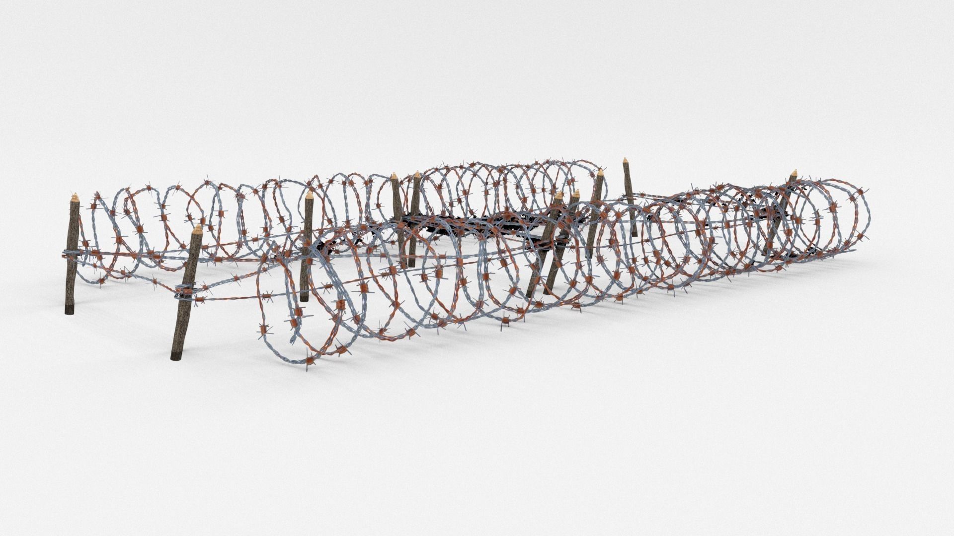 Low Poly Barb Wire Obstacle Low-poly 3D model_5