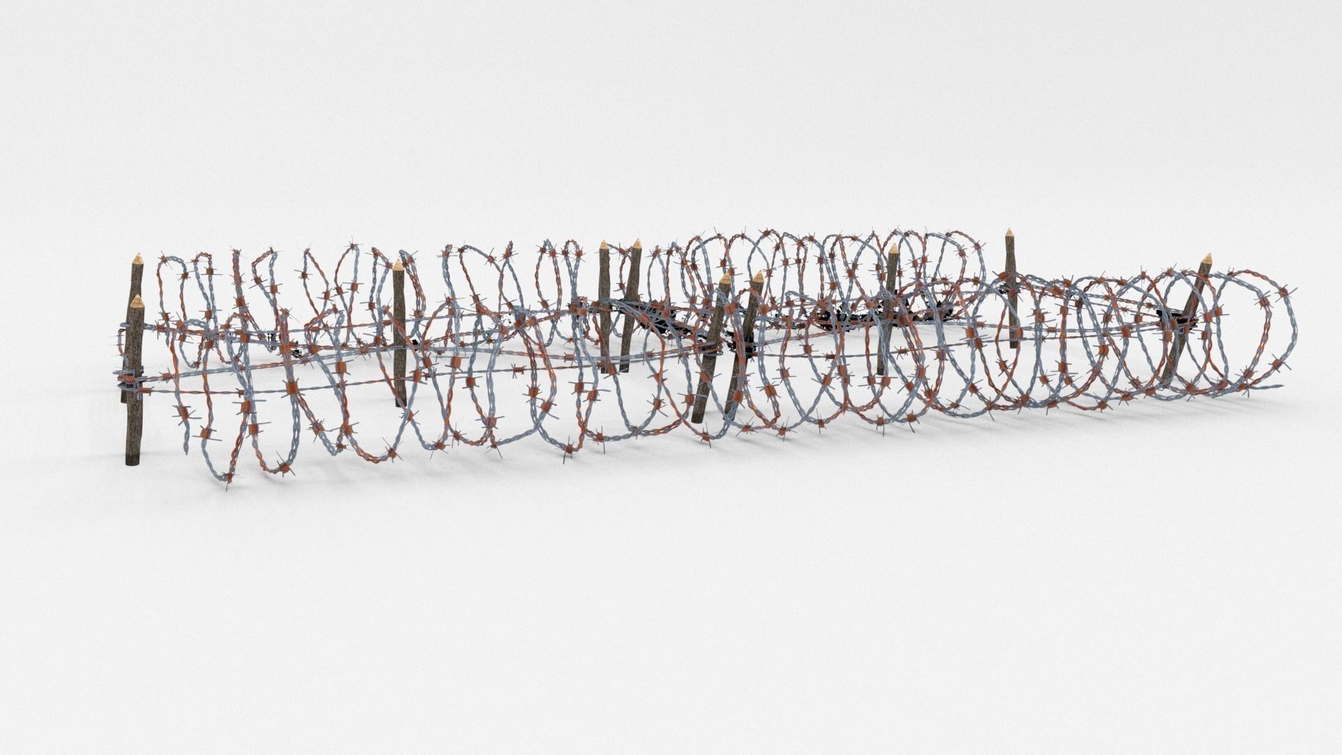 Low Poly Barb Wire Obstacle Low-poly 3D model_4