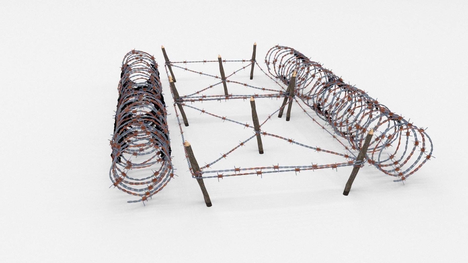 Low Poly Barb Wire Obstacle Low-poly 3D model_13